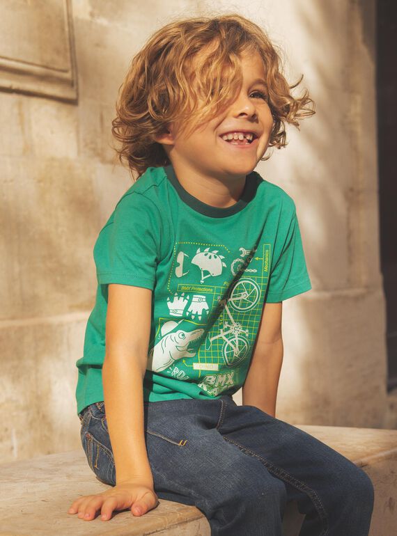 T-shirt vert dinosaure et vélos phosphorescents FEPAGE / 23E3PGB2TMC630