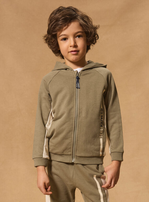 Gilet à capuche Kaki et Blanc MMAZIPAGE / 25E3PG53JGHG600