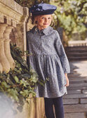 Robe bleu imprimé fleuri à col claudine et manches longues resserées Fille NUTWILETTE / 25H2PFQ2ROB205