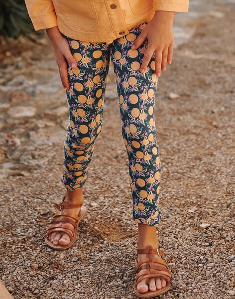 Legging bleu-vert à oranges et fleurs FLALEGETTE 2 / 23E2PFO2LG608