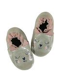 Chausson cuir souple pailletté beige broderie chat bébé fille GNFCHAT / 19WK37Z2D3S080
