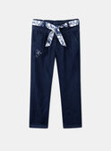 Jean carotte bleu avec ceinture à imprimé fleuri LEJINETTE / 24H2PFJ1JEAK005