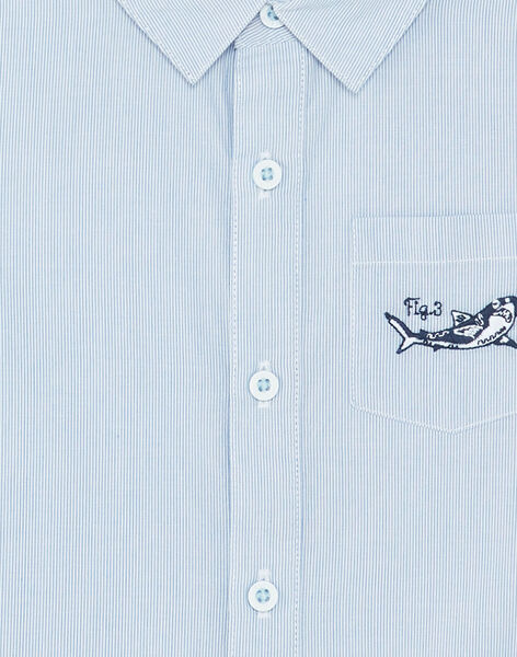 Chemise Manches Courtes Bleue A Fines Rayures Enfant Garcon Achat En Ligne Chemise Sergentmajor
