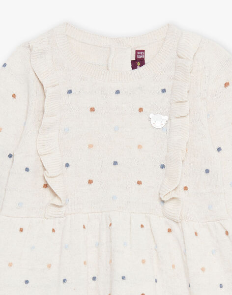 Robe en tricot à jacquard petits pois écru DAROXANE / 22H1BFY1ROB006