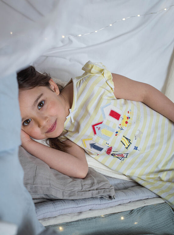 Chemise de nuit à rayures jaune soleil enfant fille CHOUTETTE / 22E5PF52CHN102