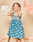 Robe courte à smock bleu canard à imprimé fleuri et citrons FRUSOLETTE 1 / 23E2PFX5RBS714