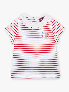 T-shirt à rayures et col volanté bébé fille CAFANNY / 22E1BF81BRA001