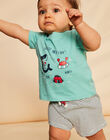 T-shirt et short vert d'eau, bleu marine et blanc en jersey FIZACK / 23E1BGU1ENS213