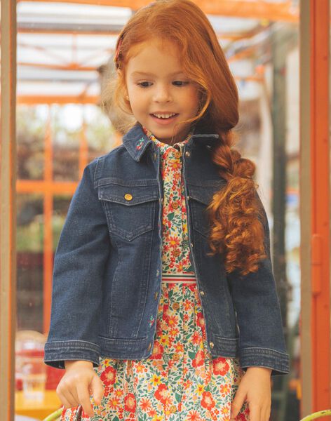 Veste en jean brodée bleu foncé FEVIETTE / 23E2PFB1VESK005