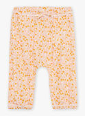 Pantalon écru et orange en popeline à imprimé feuilles et fruits FAULINE / 23E1BFP1PAN001