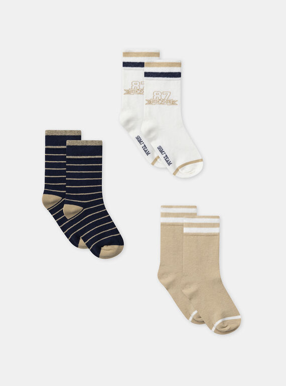 Lot de 3 paires de chaussettes à rayures ou uni Garçon NEFOOTAGE / 25H4PGK1SOQA014