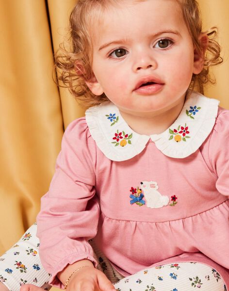 Ensemble blouse rose et legging fleuris DAEMMA / 22H1BFE1ENS309