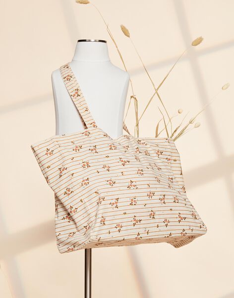 Tote Bag à rayures moutarde et motif fleuri TOTE BAG AOP T2 / 22H4PFD2BES001