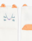 Chaussettes basses vanille à broderie Jacquard animal FAPINA / 23E4BFO1SOB114