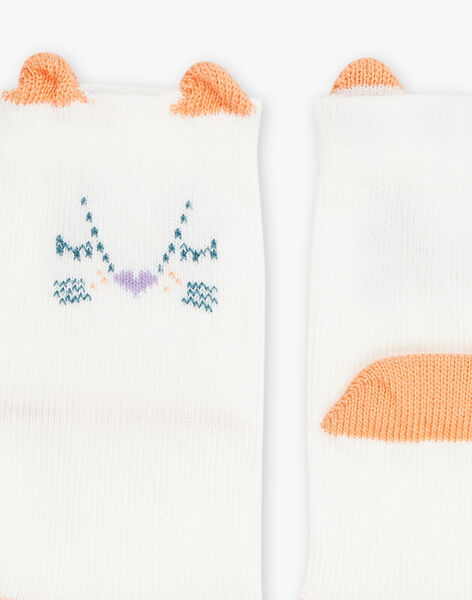 Chaussettes basses vanille à broderie Jacquard animal FAPINA / 23E4BFO1SOB114