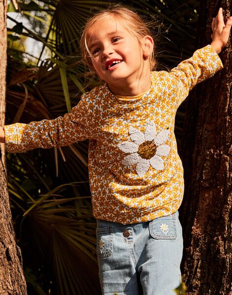 Sweat écru à fleurs et sequins réversibles FASWETTE / 23E2PF81SWE001