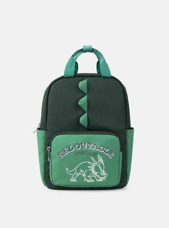 Sac à dos vert avec poche avant imprimé dinosaure Garçon NISACAGE / 25H4PGS1BESG633