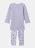 Chemise de nuit violet à broderie lapin et patch pompon et legging fleuri Fille  NUIDINETTE / 25H5PFB2CHN205