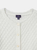 Cardigan en maille blanc avec poches avant brodées de fleurs Fille NIGIGIETTE / 25H2PFL2CAR001