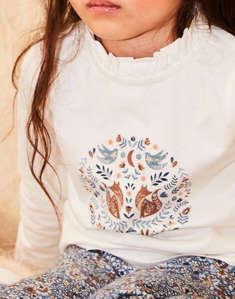 T-shirt écru à motifs fleurs et renards DIASOPETTE / 22H2PFY1TML001