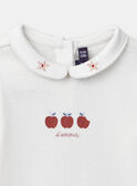 Body blanc imprimé pommes et col claudine à broderies fleurs manches longues Bébé Fille NAGAELLE / 25H1BFM2BOD001