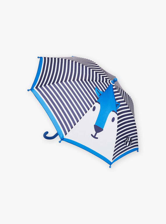 Parapluie rayé bleu et blanc à animation loup DAPLAGE / 22H4PGE1PUIC205