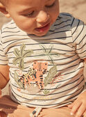 T-shirt grège à imprimé à rayures FATING / 23E1BGP1TMC007