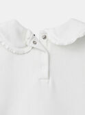 Robe bi-matière sweat blanc à col claudine et jupe vert kaki en tulle Fille NUFOILETTE / 25H2PFQ1ROB009