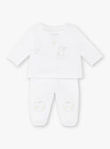 Ensemble veste croisée et pantalon en tubique blanc bébé mixte ZOLOIS / 21E0NMG2ENS000