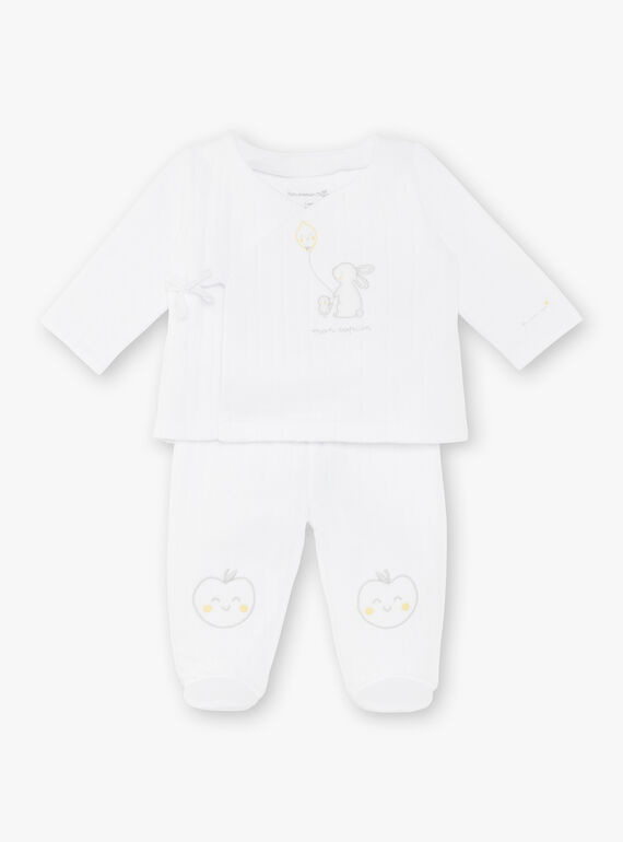 Ensemble veste croisée et pantalon en tubique blanc bébé mixte ZOLOIS / 21E0NMG2ENS000