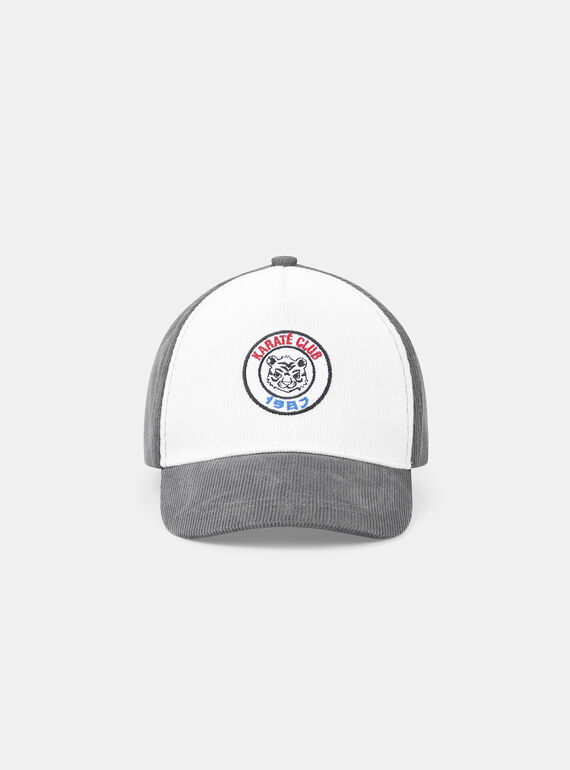 Casquette gris et blanc en velours avec patch tigre Garçon NOCASKAGE / 25H4PGP1CHAJ912