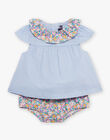 Blouse et bloomer ciel à imprimé fleuri et à rayures FASOLAL / 23E1BFS1ENS020