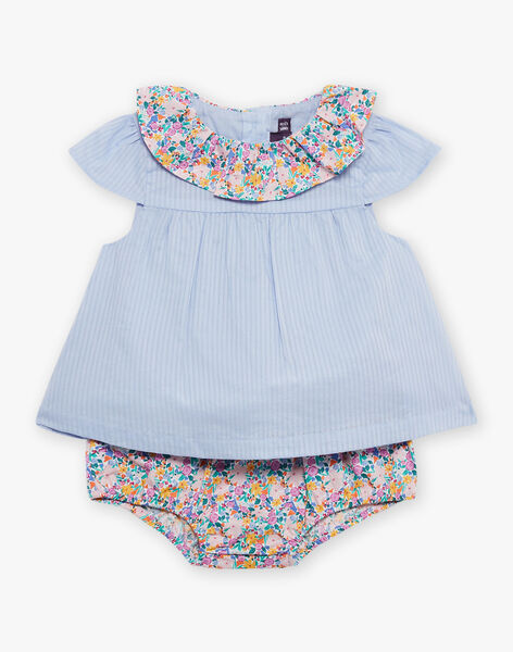 Blouse et bloomer ciel à imprimé fleuri et à rayures FASOLAL / 23E1BFS1ENS020