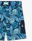 Bermuda de bain bleu marine à imprimé feuillage FRYNAGE / 23E4PGM1MAI070