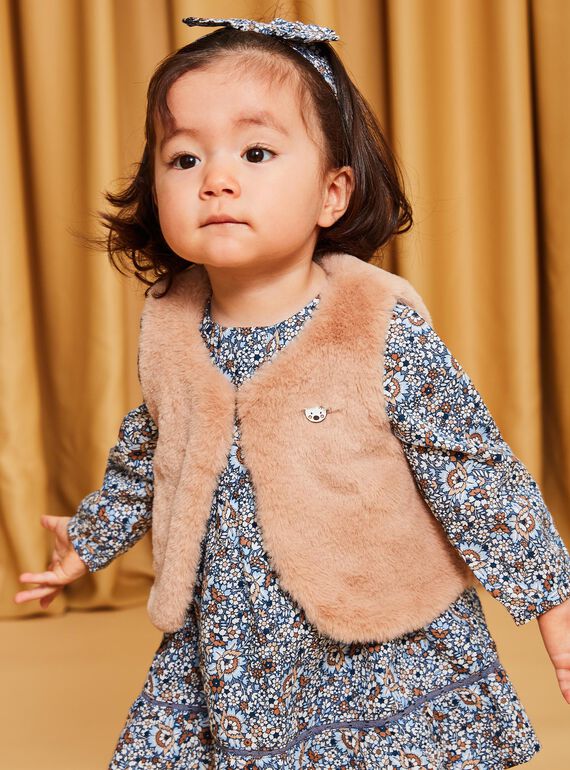 Gilet sans manches en fourrure synthétique beige DAROMANE / 22H1BFY1CSMI820