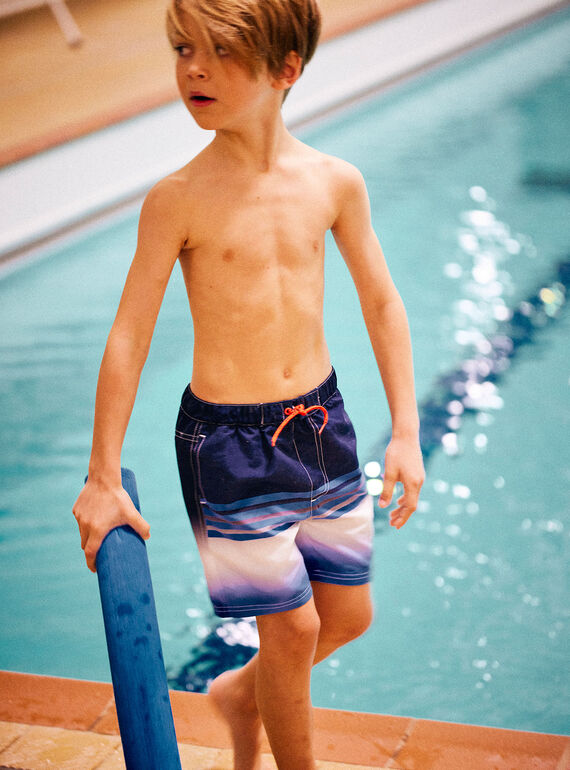 Short de bain bleu dégradé à rayures rouge enfant garçon CYMAILLAGE / 22E4PGO3MAI622