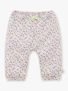 Pantalon écru à imprimé fleuri coloré bébé fille BACHAYMA / 21H1BF21PAN001