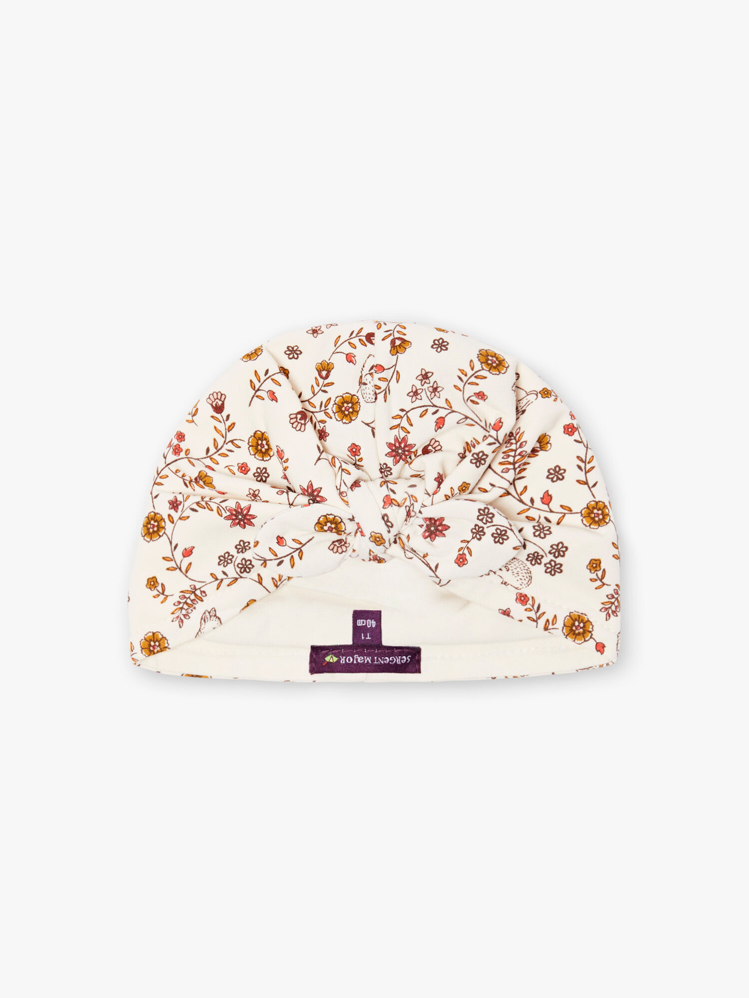 Bonnet turban ecru a imprime fleuri bebe fille Fille Sergent Major