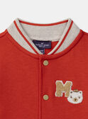 Veste Teddy rouge à broderie ourson et manches longues écrues Bébé Garçon NADYLAN / 25H1BGK1CARF520