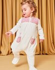 Grenouillère écrue et rose en velours et bonnet DEBAMBI / 22H5BF24GRE001