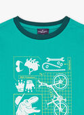 T-shirt vert dinosaure et vélos phosphorescents FEPAGE / 23E3PGB2TMC630