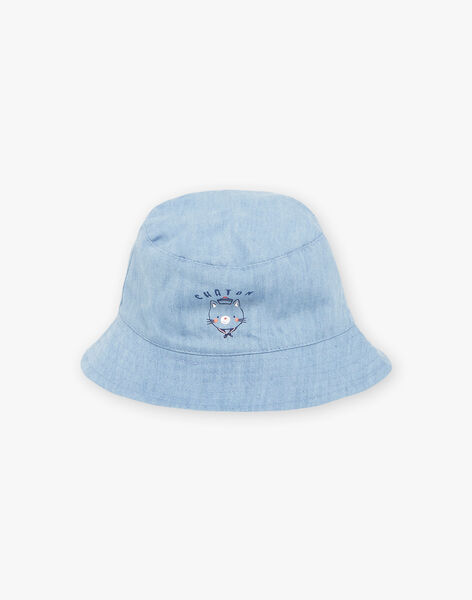 Bob réversible avec denim bleu et rayures bleu marine FAKIMO / 23E4BGC1CHAP269