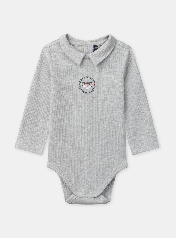 Body gris imprimé raton laveur à manches longues Bébé Garçon NAILAN / 25H1BGP1BODA015