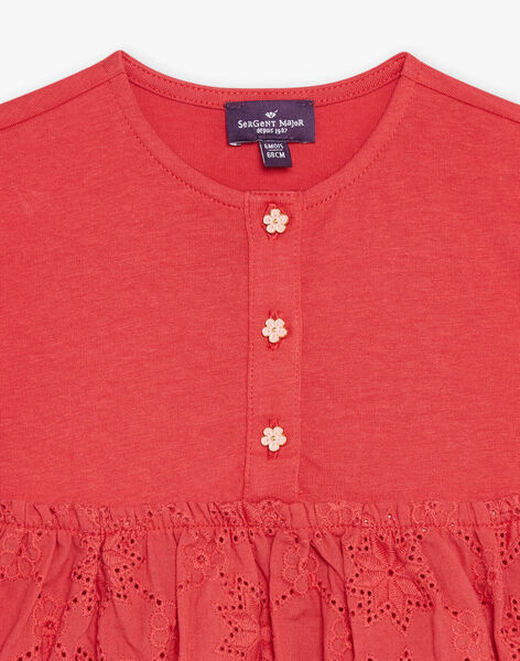 Robe bi-matière coquelicot FAWINONA / 23E1BFQ1ROBF505