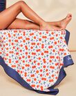 Serviette bleu marine et blanc à imprimé cerise orange foncé FRYSERETTE / 23E4PFL1SRV001