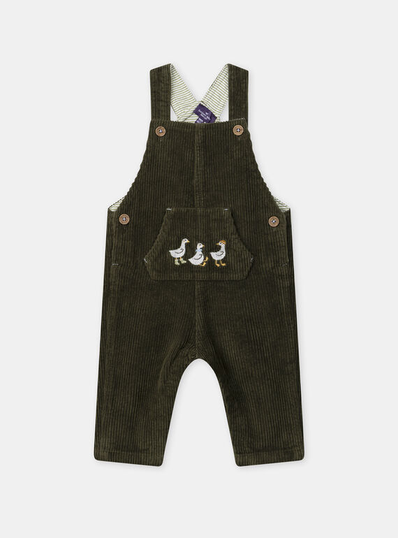 Salopette en velours vert kaki à broderies oies Bébé Garçon NAKENNY / 25H1BGQ1SAL612