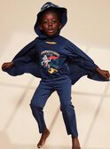 Pyjama deux pièces bleu foncé en coton avec cape tête de loup FLORIAGE2 / 23E5PG41PYT705
