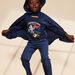 Pyjama deux pièces bleu foncé en coton avec cape tête de loup