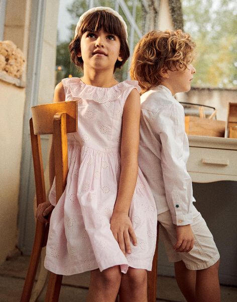 Robe rose à broderies fleuries FREROSETTE / 23E2PFI2ROBD320
