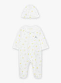 Pyjama et bonnet de naissance blancs à imprimé nuages et soleils FOSTA / 23E0NMT1GRE000